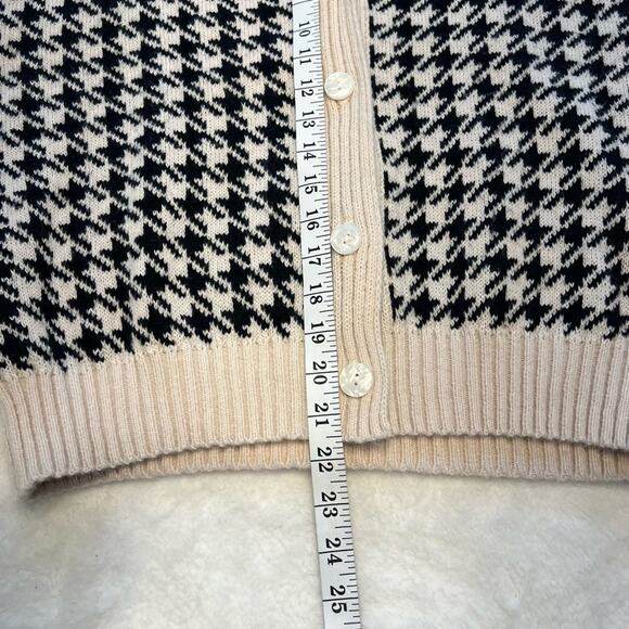 SHEIN Houndstooth V Neck Button Down Cardigan Black/Cream - Picture 6 of 9